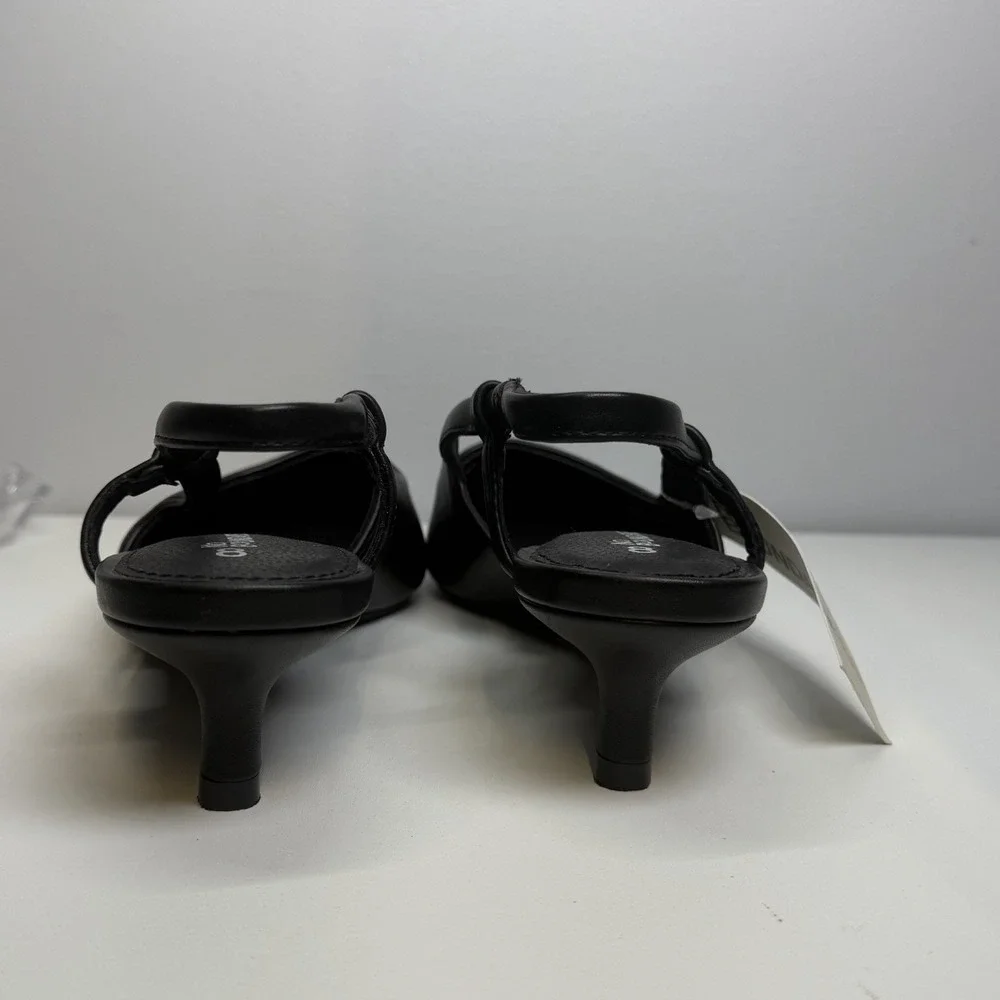 No Boundaries Kitten Sling Heels Women's Size  8 Wide Black Slip On Heeled